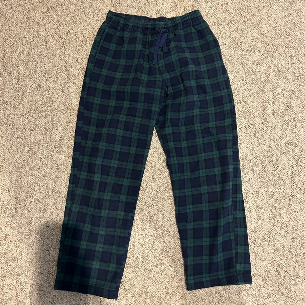 Uniqlo Women’s Navy and Green Plaid Pajama Pants 100% Cotton Size Medium